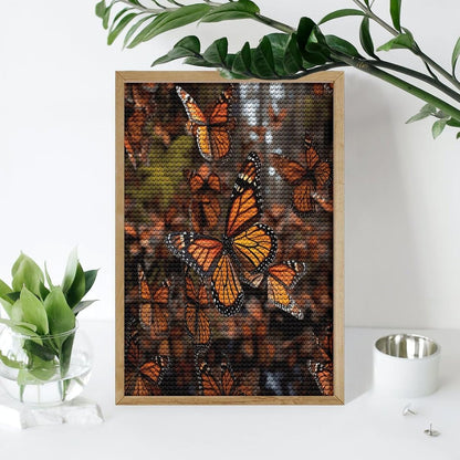 VstaDank Monarch Butterflies Diamond Painting Kits Exquisite DIY Full Round Drill Diamond Dots Painting for Adults Beginner Diamond Photo Paint with Diamond Picture Art Wall Decor 12"x20"