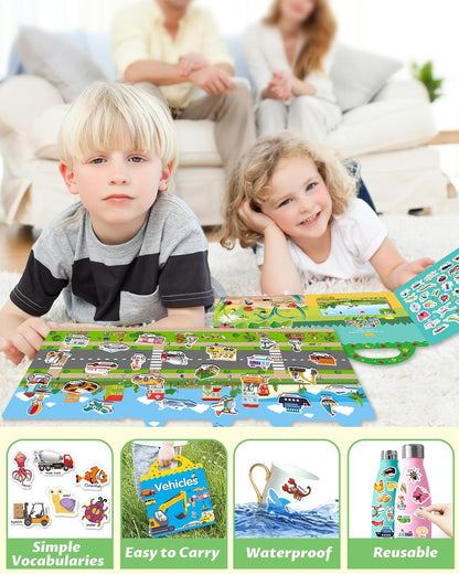 Walenced Reusable Sticker Book for Toddlers, Stickers for Kids, Toddler Sticker Book, Toddler Craft Activities, Toddler Travel Toys Ages 3 and Up Boy Girl Birthday Gifts