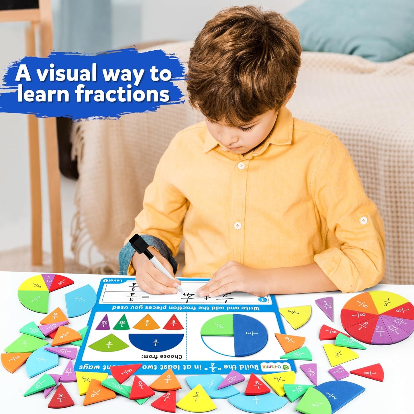 D-FantiX Magnetic Fraction Tiles & Fraction Circles Activity Set and 12 Pieces Math Multiple Posters from 1 to 12