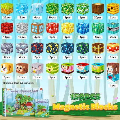 Magnetic Blocks, Magnetic Tiles Building Blocks, Magnet Cubes Toddler Kids Toys, Sensory STEM Toys for 3-5 4-6 5-7 6-8 Year Old Boys Girls Easter Birthday Gifts Travel Outdoor Kids Games (0.8IN/2CM)