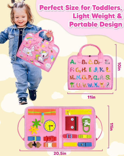Exorany Busy Board Montessori Toys for Toddler Boys & Girls Birthday Gifts, Sensory Toys for Toddlers, Educational Travel Preschool Toddler Activities Learning Fine Motor Skills