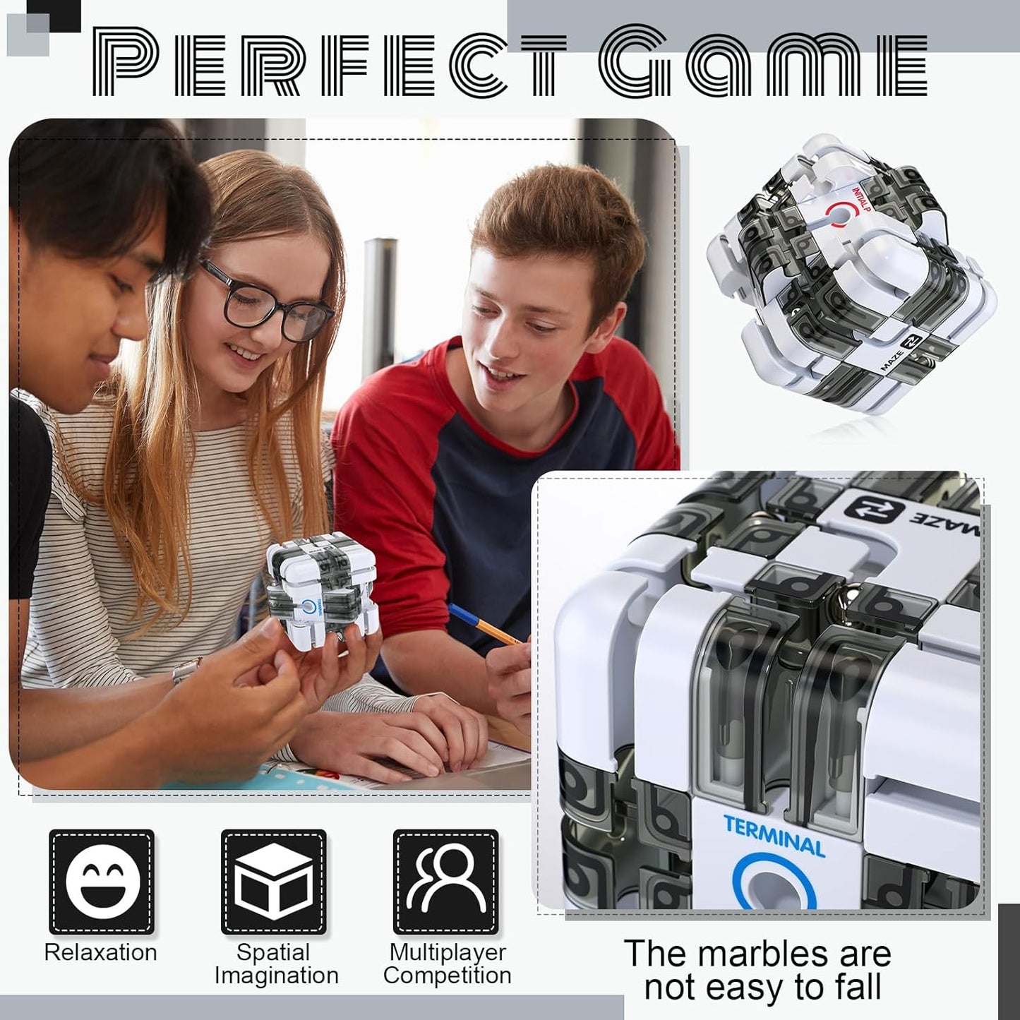 1 Sets Large Labyrinth 3D Maze Cube Puzzle Maze Game Gravity 3D Puzzle Cube Brain Teaser Ball Games for Kids Education Sensory Toys Gift for Adults (Upgrade Version,Yellow)