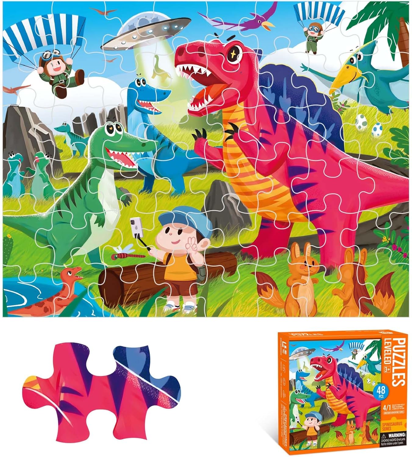 Puzzles for Kids Ages 3-8 Year Old,35pcs Jigsaw Puzzles for Toddlers & Children Ages 4-6，Educational Floor Puzzles with Storage Box for Gifts（Fire Engine）