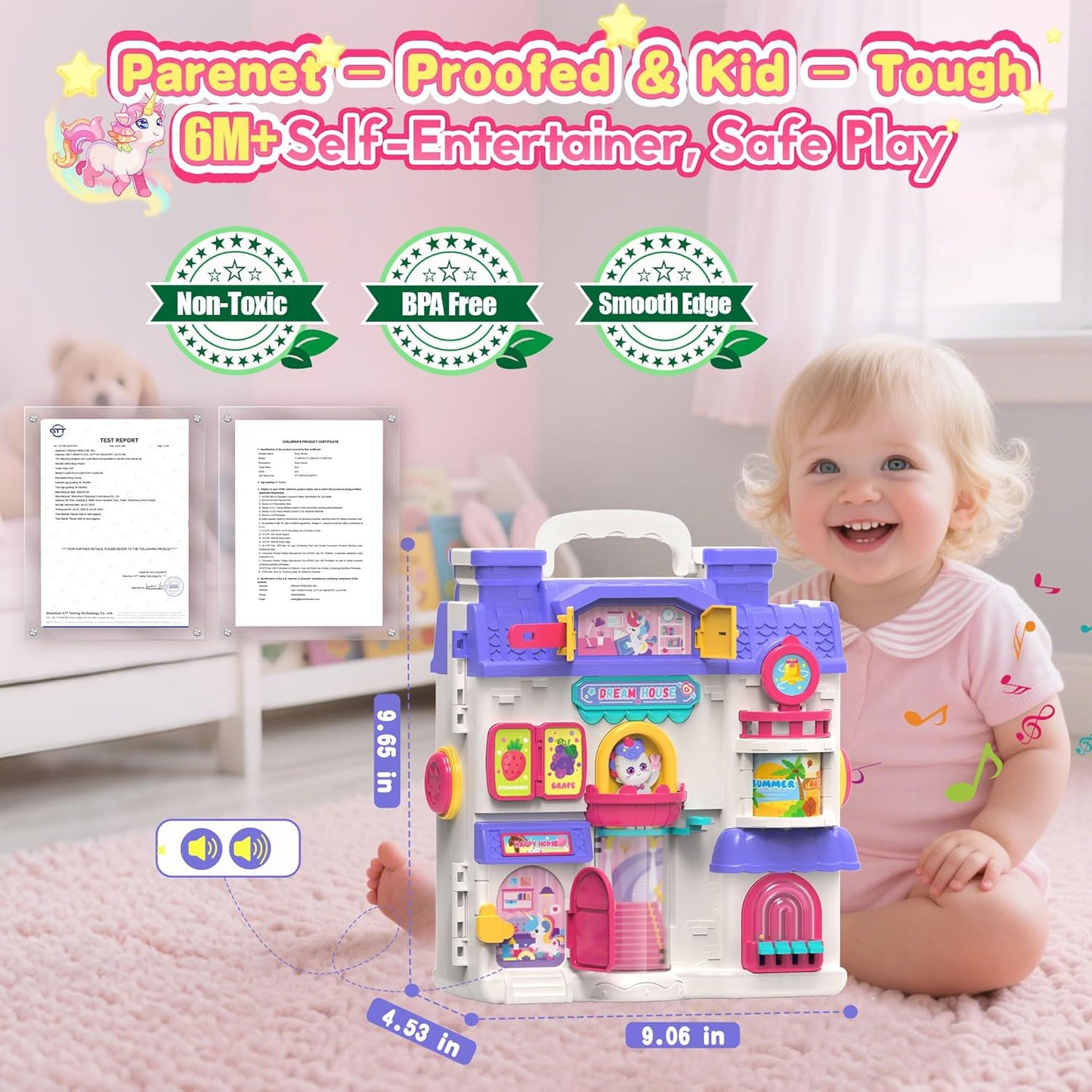 ELFJOY Montessori Toys for 1 Year Old Girl Gifts, Busy Board for 1 2 Year Old - 56+ Activities Bilingual Early Educational Learning Toddler Baby Girl Toys, First Birthday Gifts for 1 2 Year Old Girls