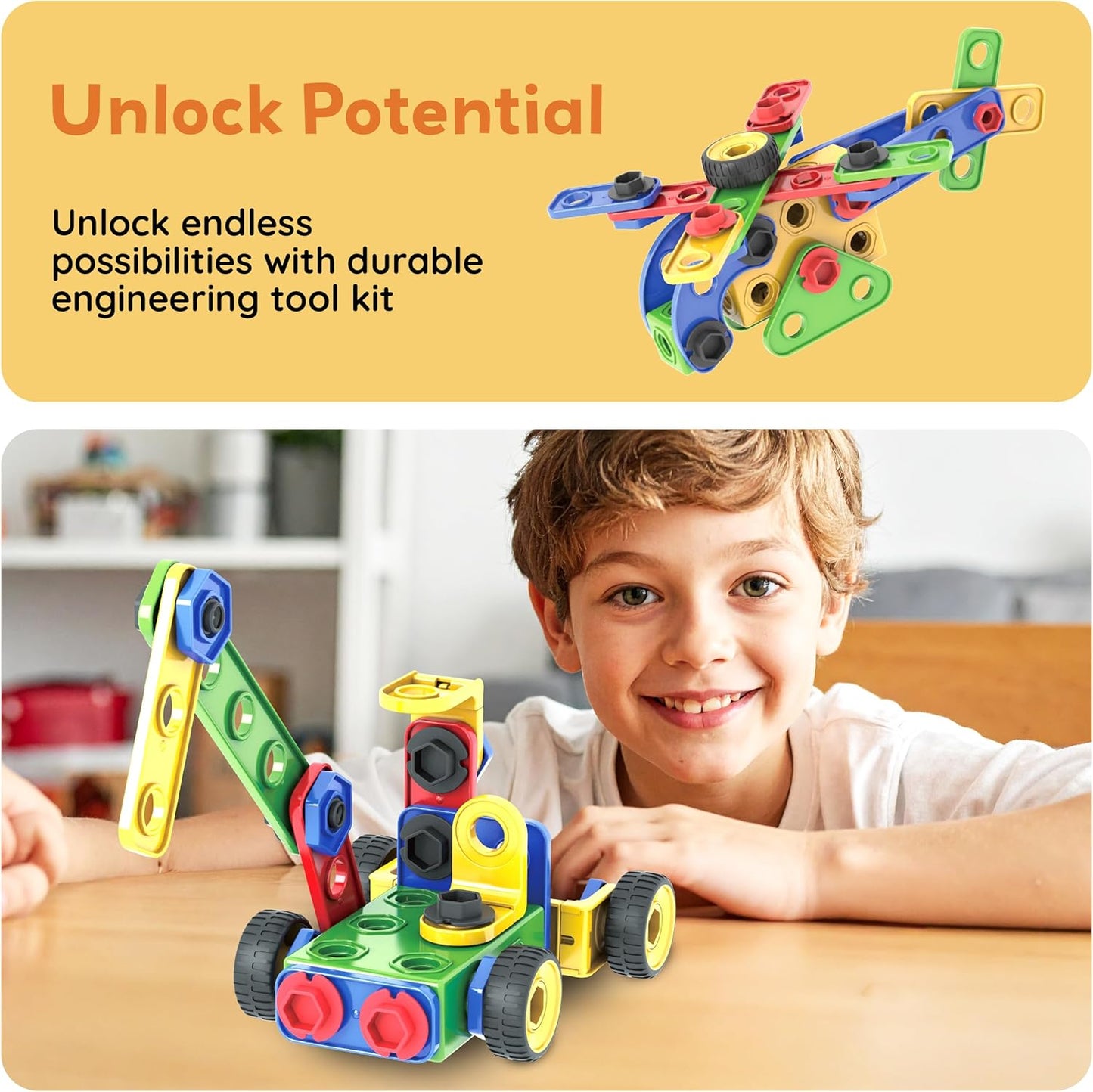 PicassoTiles 152pc STEM Construction Toy Building Set for Kids Ages 3+ Includes Power Drill, Ratchet, Idea Book, Storage Box Educational Engineering Science Kit & Sensory Toys for Boys & Girls PTN152
