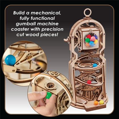 MindWare Gearjits: Gumball Machine Marble Coaster – Wooden 3D Building Puzzle for Teens & Adults – DIY STEM Building Toys for Kids – Fun for Adults Too – Ages 12 and Up