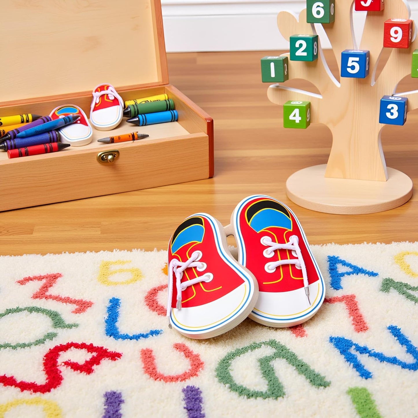 2Pcs Wooden Threading Shoes Training Board, Wooden Learn to Tie Your Own Shoes Threading Lacing Shoes Training Early Learning Kits | Threading Lacing Shoes Training Board Early Learning