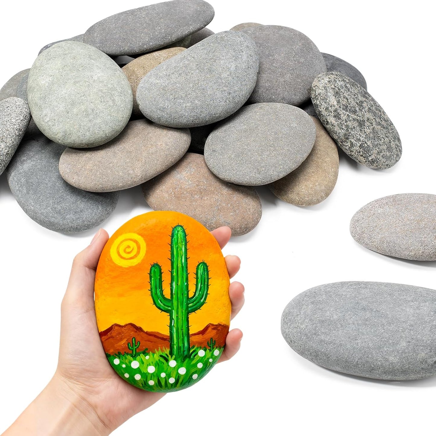 Simetufy 25 Pcs Rocks for Painting, 2"-3" Painting River Rocks, Flat & Smooth Stones to Paint, Hand Picked Natural Stones for Painting, Crafts for Kids & Adults