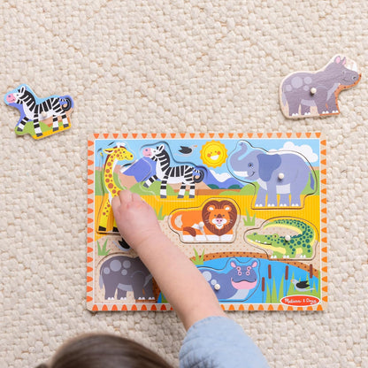 Melissa & Doug Safari Wooden Peg Puzzle (7 pcs)