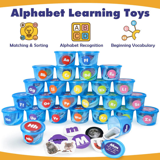 Joyreal 271 PCS Alphabet Learning Toys for Toddlers 3-5, ABC Phonics Games with 26 Sorting Tubs & Flash Cards, Montessori Preschool Classroom Must Haves, Letter Sounds Recognition Activities