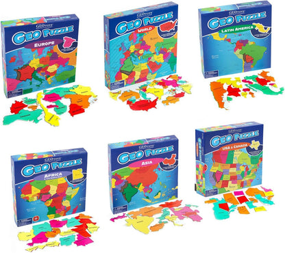GeoToys GeoPuzzle, World Jigsaw Puzzles, 68 Pc Geography Game & Map Puzzle, Educational Games & Kids Learning Activities, Puzzle Gifts for Children Ages 6-9, Fun Learning Toys for Kids