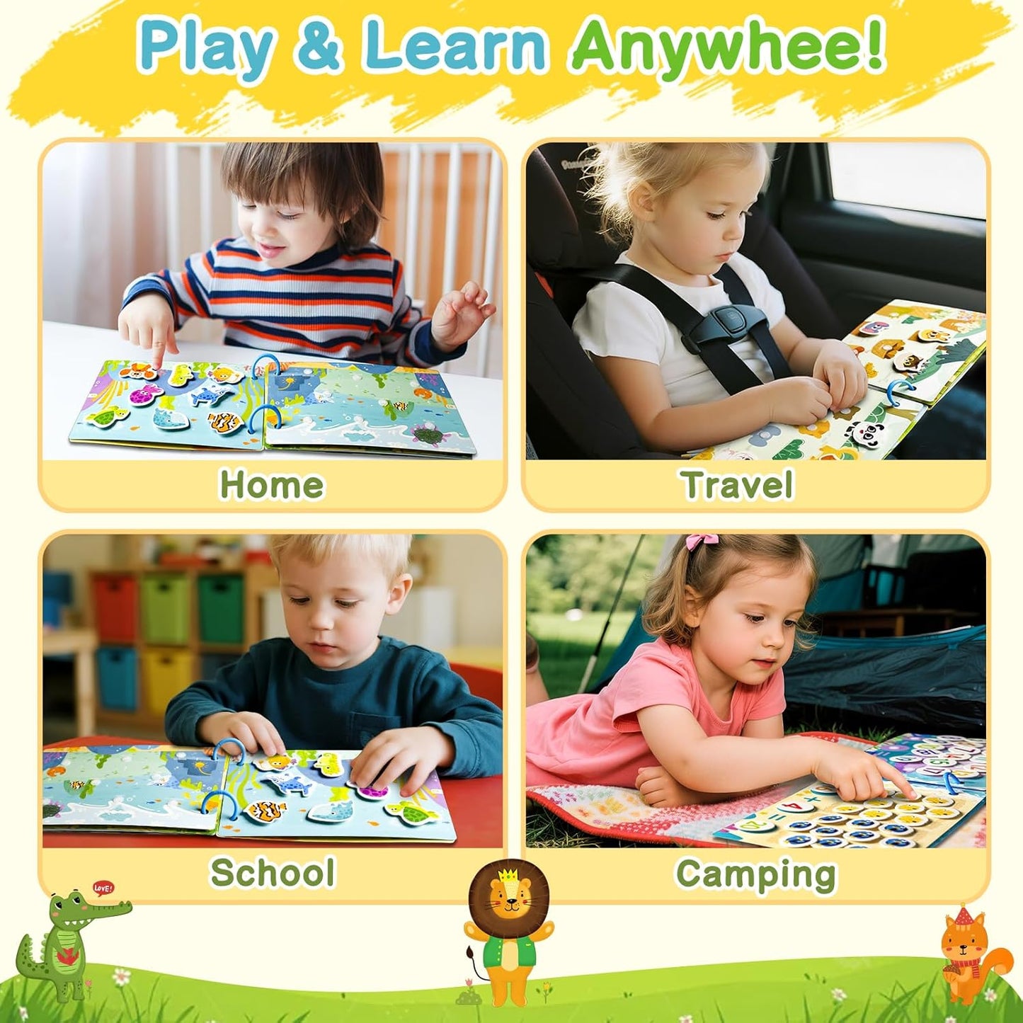 3 Pack Busy Books for Toddlers, Montessori Quiet Book, Preschool Learning Activities Educational Workbook, Sorting Matching Sticker Fixing, Gifts for Kids Age 3+ (Farm, Vehicle, Weather)