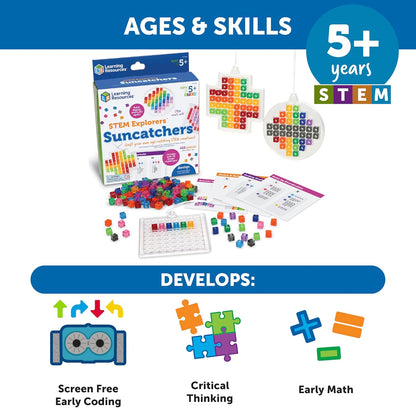 Learning Resources STEM Explorers Suncatchers - STEM Building Art Crafts, Creative Educational Toys for Boys and Girls, Art for Kids Ages 5+, Arts and Crafts Set, STEAM Activities