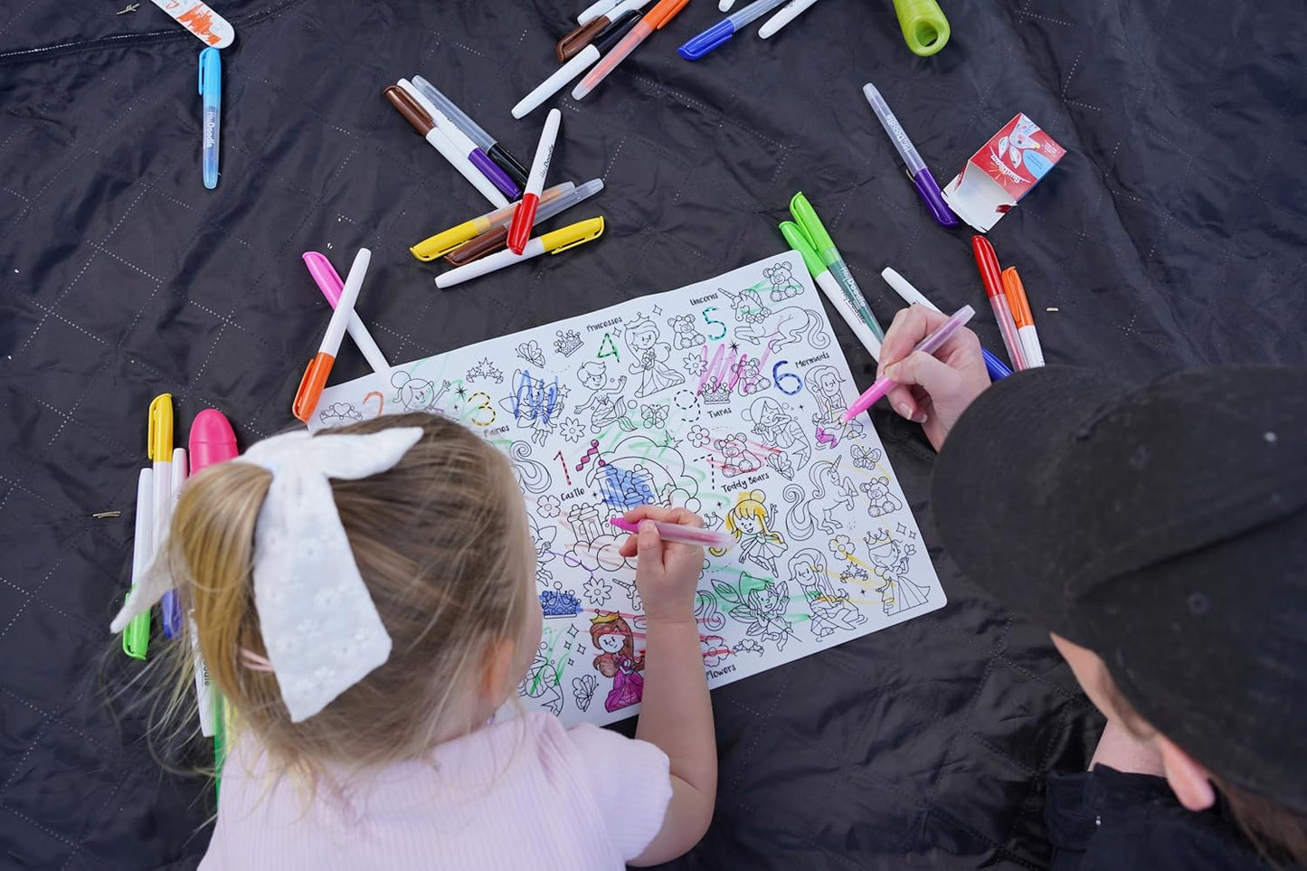 HeyDoodle Into The Wild Classic Doodle Mat – Reusable Silicone Alphabet Coloring Mat for Toddlers and Kids – Educational Animal Activity Pad with 9 Markers – Mess-Free Travel Toy – Ages 3-7