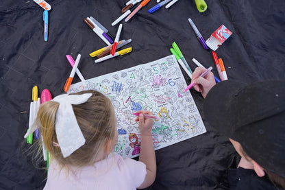 HeyDoodle Into The Wild Classic Doodle Mat – Reusable Silicone Alphabet Coloring Mat for Toddlers and Kids – Educational Animal Activity Pad with 9 Markers – Mess-Free Travel Toy – Ages 3-7