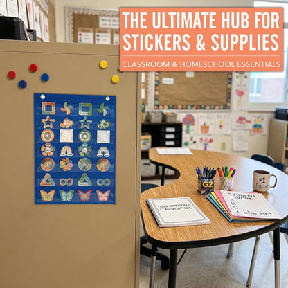 Magnetic Pocket Chart for Classroom - Small 7 Pocket Chart for Word Wall Daily Schedule Sentence Strips Sticker Display, Black Teacher Supplies for Preschool Elementary & Home