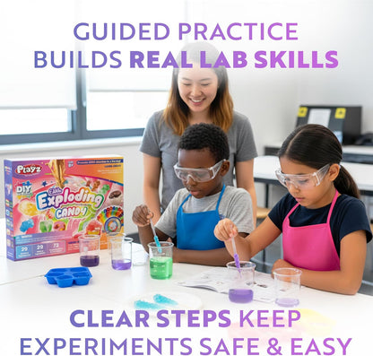 Playz Edible Candy Making Science Kit for Kids Ages 8-12 Years Old - Food Science Chemistry Kid Science Kit with 40 Experiments to Make Your Own Chocolates, Educational Science Kits for Boy & Girls