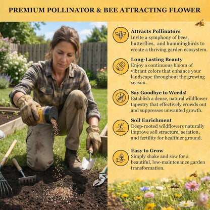 Mini Wildflower Seed Shaker - Save The Bees Seed Mix, by GevaGrow | 80,000+ Seeds | Pollinator & Bee Attracting Flower Seeds Bulk for Planting in Pots & Outdoor Gardens | 2 Ounce