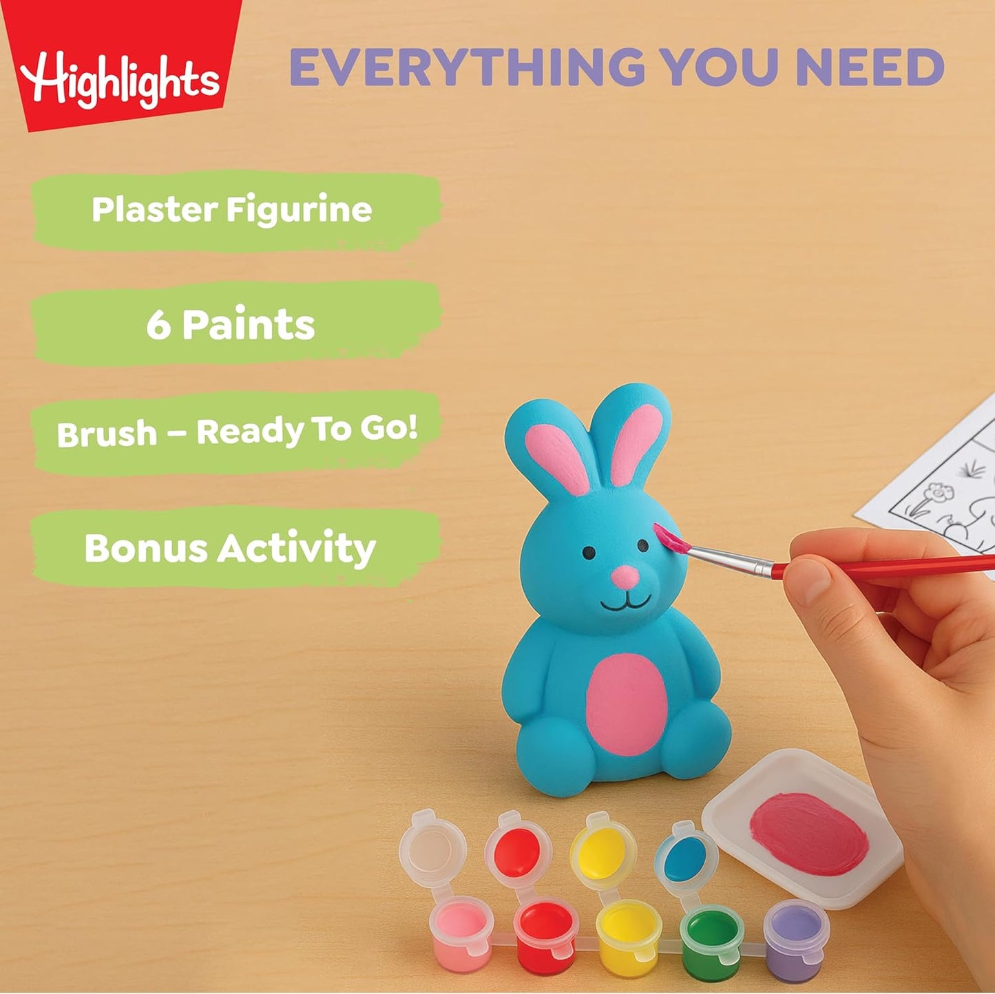 Highlights Paint Your Own Plaster Figurine & Activity Kits – DIY Art Sets with Figurines, Paints, Brush & Bonus Activities – Multiple Themes – Ages 6+