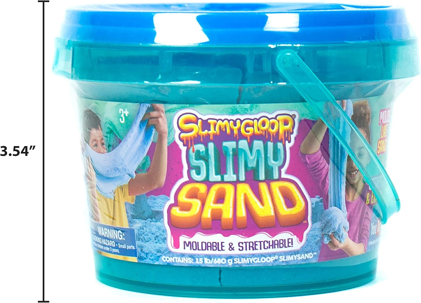 SLIMYSAND by Horizon Group USA, 1.5 Lbs of Stretchable, Expandable, Moldable Cloud Slime, Non Stick, Slimy Play Sand in A Reusable Bucket, Blue- A Sensory Activity , Light Blue