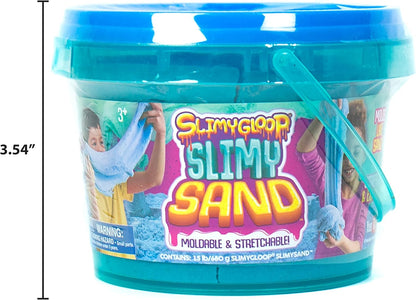 SLIMYSAND by Horizon Group USA, 1.5 Lbs of Stretchable, Expandable, Moldable Cloud Slime, Non Stick, Slimy Play Sand in A Reusable Bucket, Blue- A Sensory Activity , Light Blue