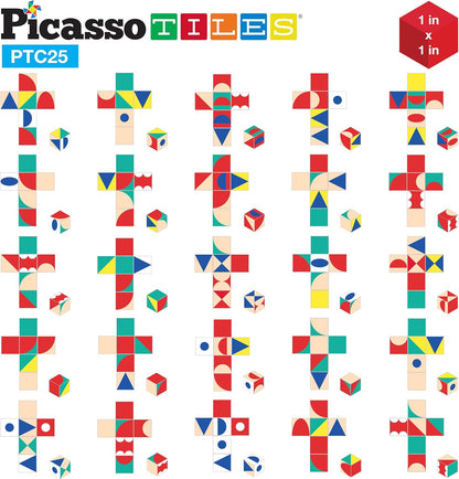 PicassoTiles Infinite Magnetic Puzzle Magic Cube Easy-Connect Brain Teaser Toy Set Magnet Pattern Block Matching Toys Free Ideabook 150+ Inspirations STEM Learning Kids Boys&Girls Age3+ PTC25