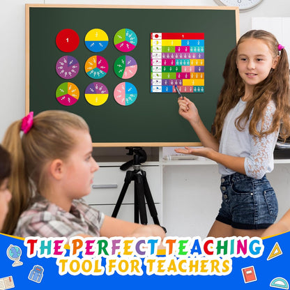 168PCS Magnetic Fraction Tiles Circles, Magnetic Fraction Educational Puzzle for Kids, Fraction Manipulatives Class Set for Elementary School Early Math Skills