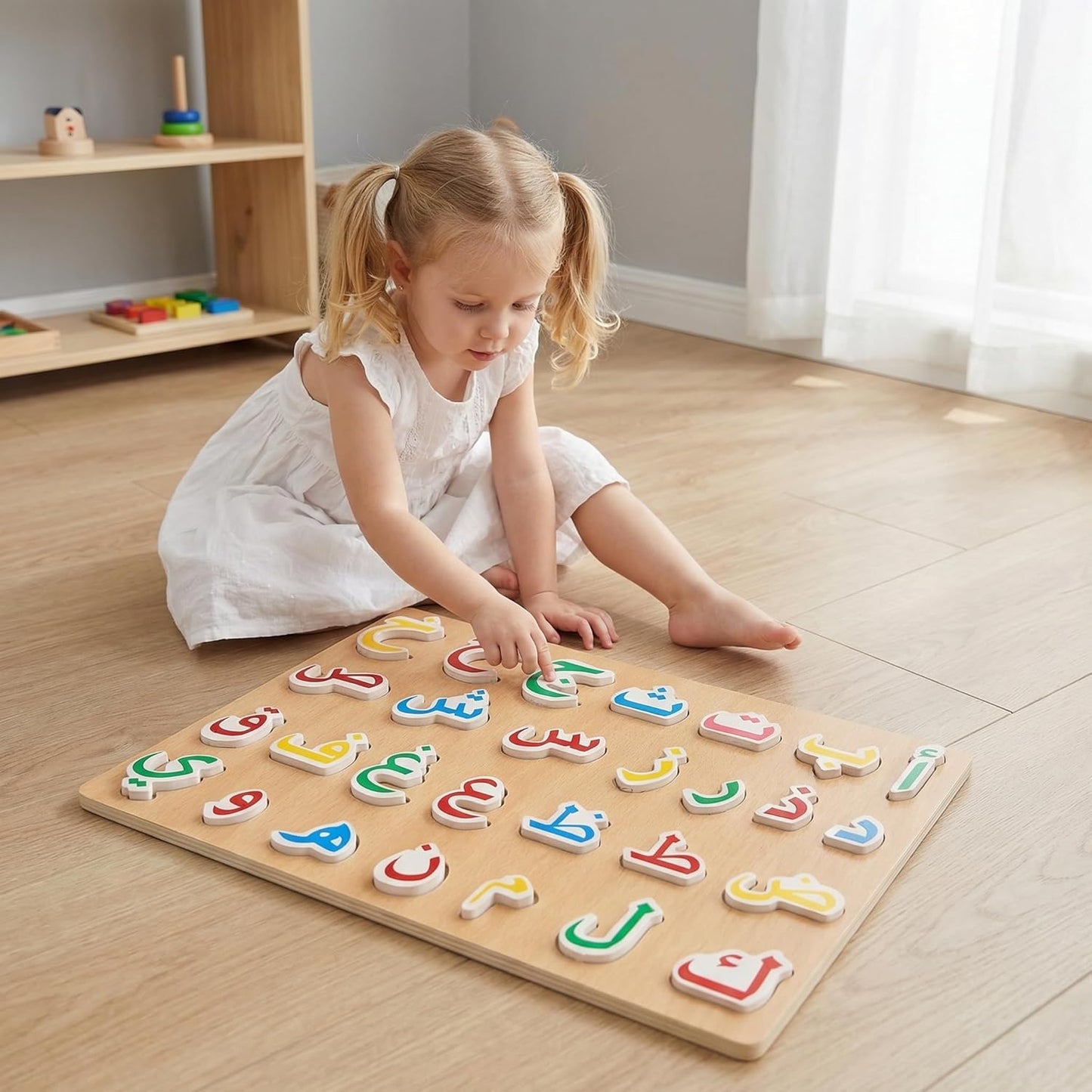TOYANDONA Arabic Alphabet Puzzle - Letter Shape Wooden Puzzles for Toddlers Kids Preschool Learning Activities