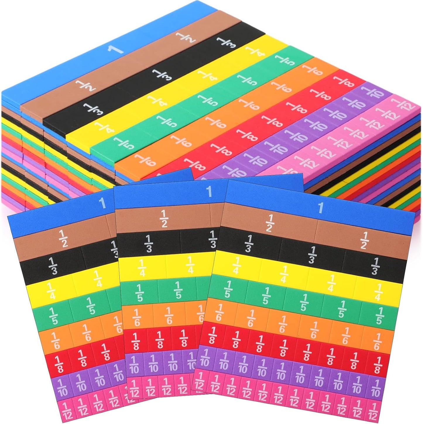 Sayglossy 48 Sets Fraction Tiles Set for Math Classroom Fractions Manipulatives Math Learning Manipulatives for Home School Supplies