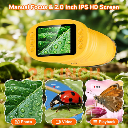1000X Digital Handheld Microscope for Kids with 2.0" IPS Screen, Outdoor Toys Portable STEM Science Lab Gifts, Rechargeable Pocket Microscope Educational Toy for Boys & Girls Age 4-6 8-12, Orange