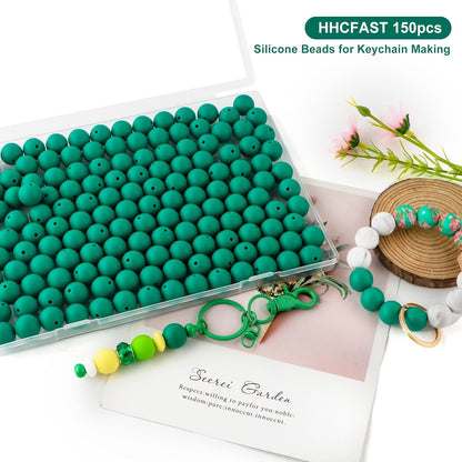 65Pcs 19mm Silicone Beads for Keychain Making Bracelet Necklace, Bulk Round Silicone Beads for Pens（Christmas Green） - Colors B