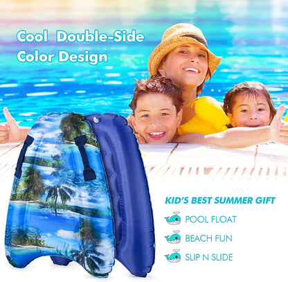 Inflatable Boogy Boards for Beach Travel Toys, 30” Cavas Slip Slide Water Park Body Surfing Board with Handles, Summer Fun Water Pool Game Toys for Kids 4,8,12 Ages