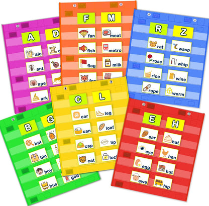 EAMAY Classroom Magnetic Pocket Chart for Kids, Mini Double-Sided Pocket Charts for Teachers Fits 3" Sentence Strips and Cards(14" x 17") (4)