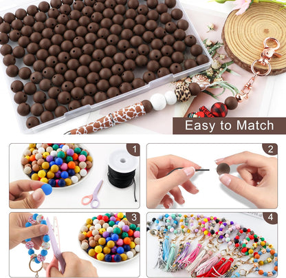 65Pcs 19mm Silicone Beads for Keychain Making Bracelet Necklace, Bulk Round Silicone Beads for Pens（Christmas Green） - Colors B
