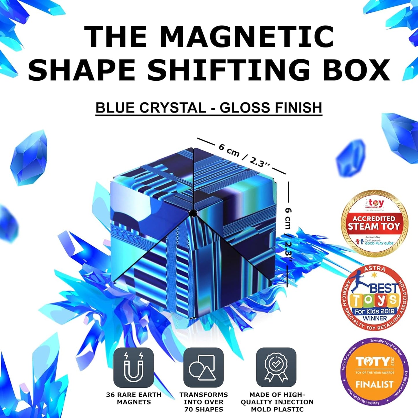Shashibo Shape Shifting Box - Award-Winning STEM Fidget Toy with Ultra Strong Magnets - Puzzle Cube Transforms Into 100+ Shapes, Perfect Sensory Gift for Kids, Teens, and Adults (Cosmos)