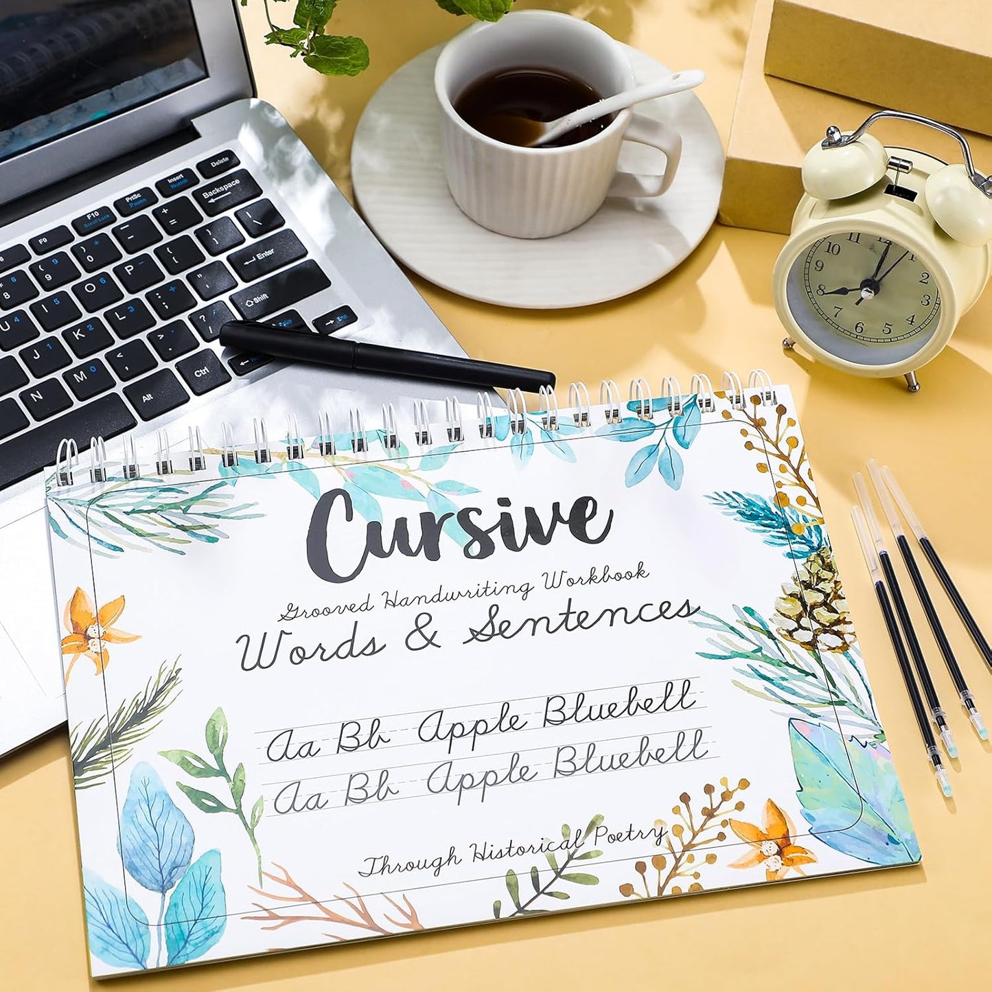 Maitys Grooved Cursive Handwriting Workbook Kit Reusable Cursive Workbook Groove Writing Practice Books Grooved Handwriting Practice for Adults and Beginner Improving Write Skills