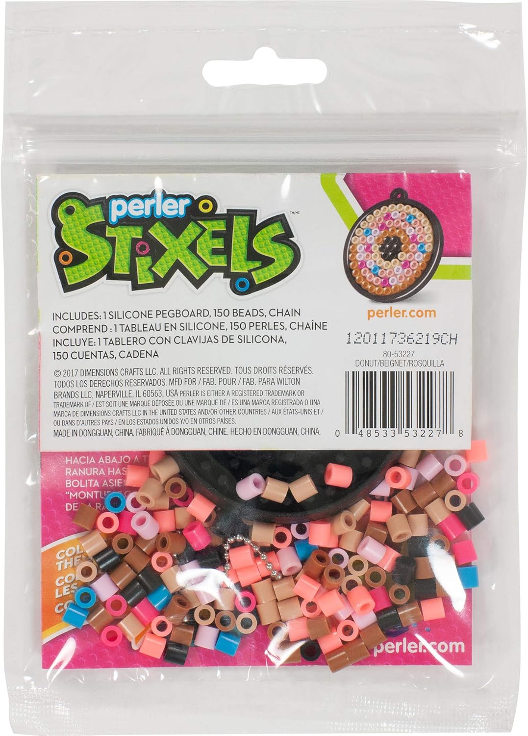 Perler Beads No Iron Stixels Crafts, Donut Keychain Kid's Craft Kit, 152 pcs