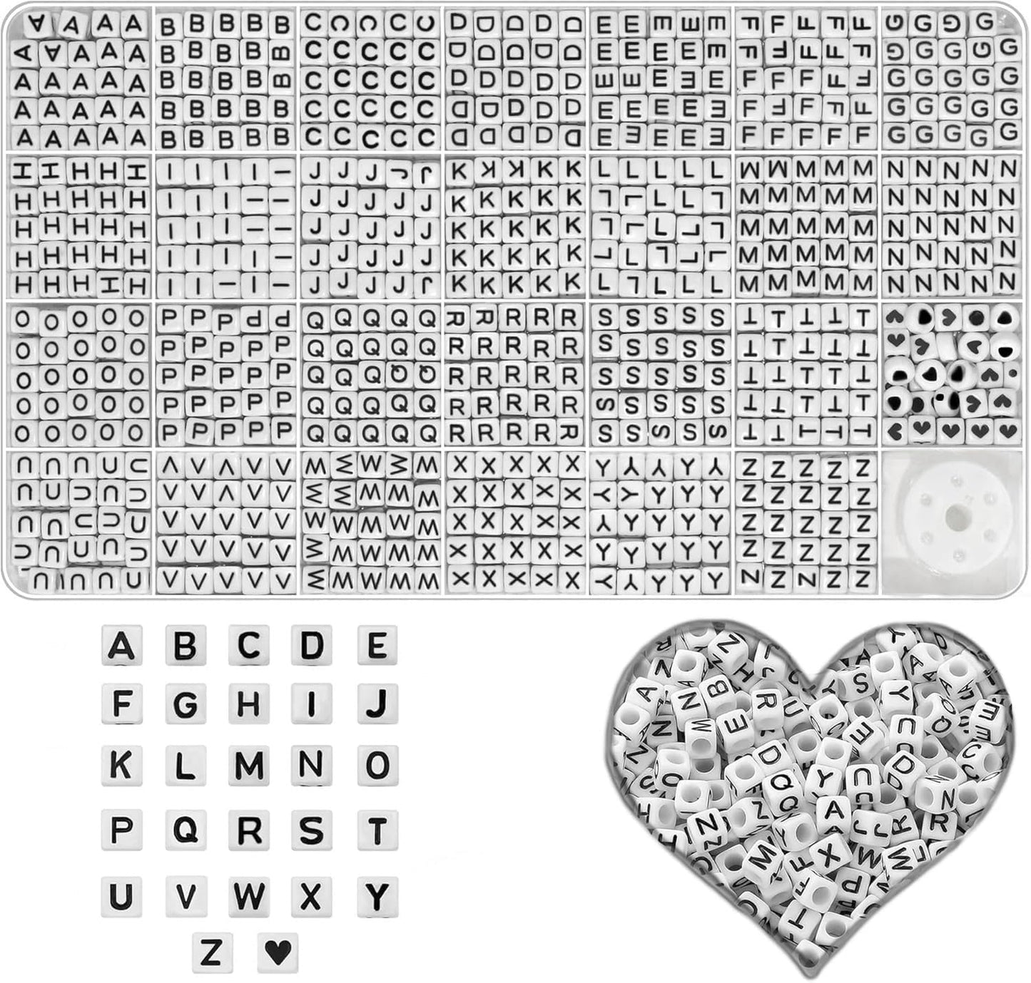 Colorful Alphabet Beads A-Z 1350+Pcs Letter Bead, Acrylic 4x7mm Round Digit Letter Beads Kits,Bracelets Necklaces DIY Jewelry Making Kits (Colorful,1350+PCS)