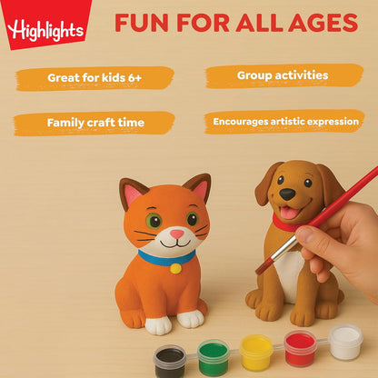 Highlights Paint Your Own Plaster Figurine & Activity Kits – DIY Art Sets with Figurines, Paints, Brush & Bonus Activities – Multiple Themes – Ages 6+
