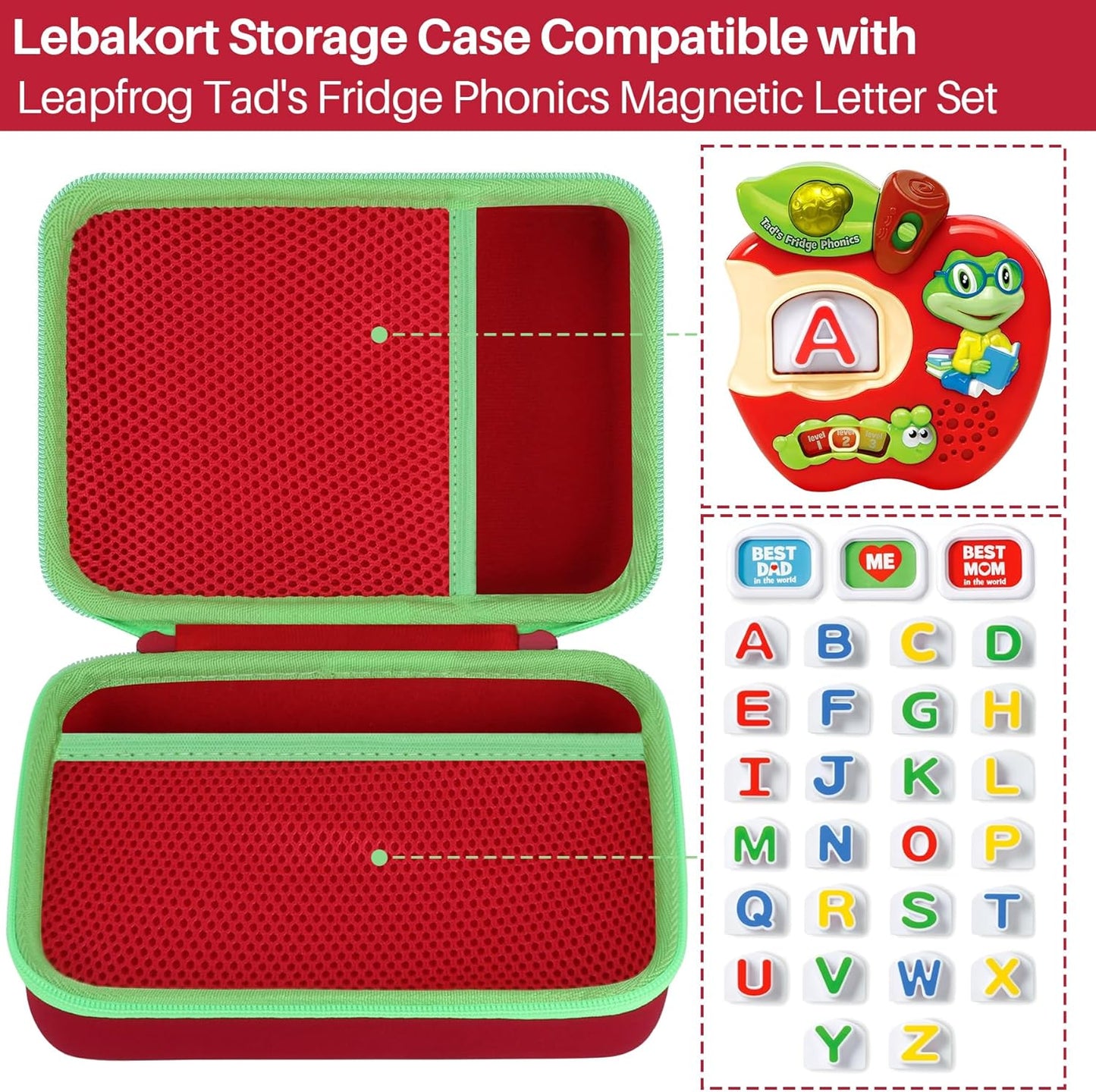 Lebakort Storage Case Compatible with LeapFrog Tad's Fridge Phonics Magnetic Letter Set