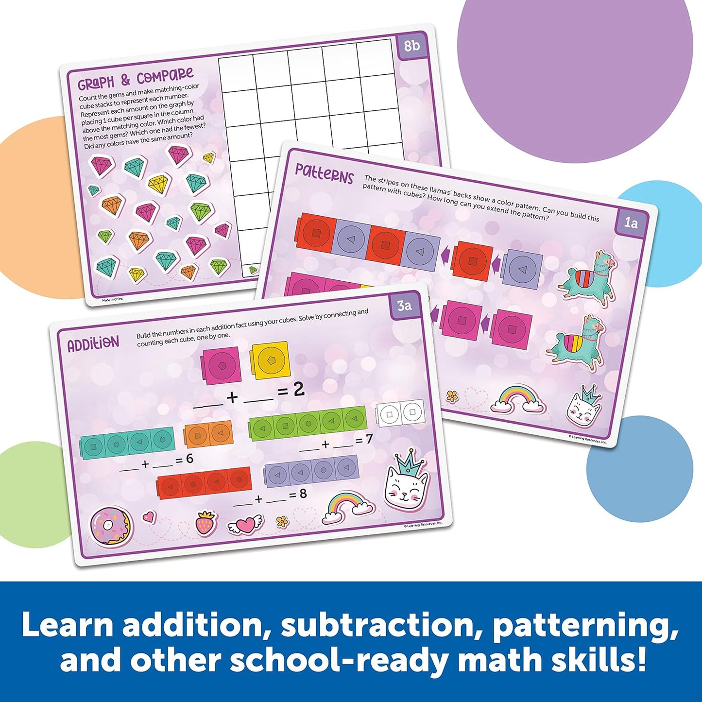 Learning Resources MathLink Cubes Kindergarten Math Activity Set Sea Adventures! - 115 Pieces, Age 5+, STEM Teaching Toys, Kindergartner Games