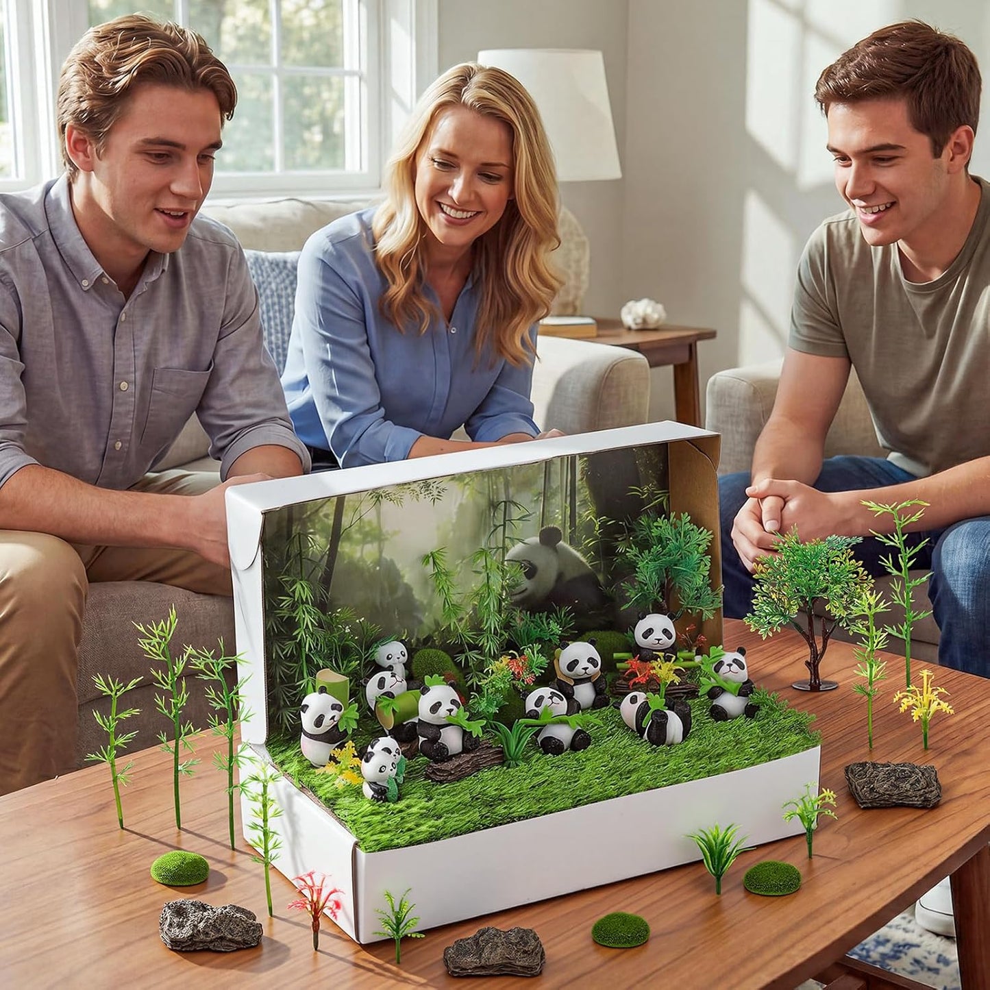 Teyva Daily 48 Pcs Dinosaur Diorama Kit Habitat Project Box Set 3D Dinosaurs Diorama Supplies Include Dinosaurs Model Figures & Eggs Volcano Artificial Trees with Cardboard for DIY Crafts Gifts