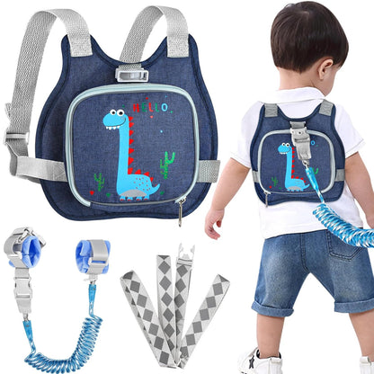 Accmor Toddler Harness Leash + Reflective Anti Lost Wrist Link, Cute Car Kids Back Pack with Hand Strap Collapsible Child Walking Restraint Belt Tether Hold Baby Boys Close for Outdoor Travel