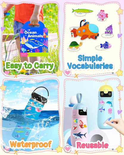 Benresive Reusable Sticker Book for Toddlers, Stickers for Kids, Travel Toys for Arts & Crafts Activities, Birthday Gift for Boys & Girls, Animals Dinosaurs Insects Themes