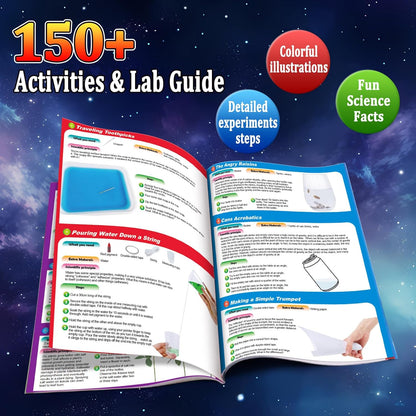 PATIFEED 150 Experiments Science Kit for Kids, Chemistry Set, Scientific Christmas Birthday Toys Gifts Ideas for Boys Girls, Break Geodes, Volcano,S.T.E.M Learning Projects