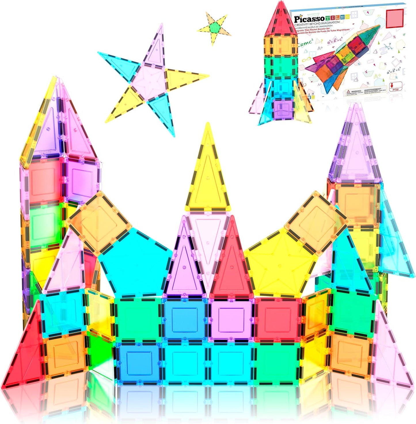 PicassoTiles Window and Door Clip On Magnetic Blocks Magnet Tiles Magnets Building Tile Construction Toy Set STEM Education Toys Learning Kit Stacking Block Playset Boys & Girls Age 3+ PT30