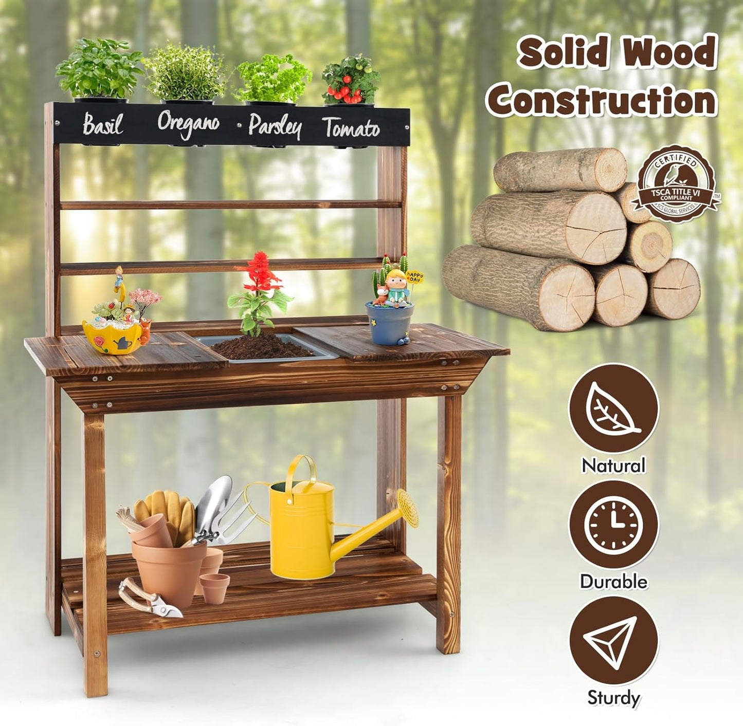 KOTEK Mud Kitchen with Canopy, Outdoor Play Kitchen with Removable Sink, Chalkboard, 4 Stoves, Cooking Accessories & Storage Cabinet, Wooden Toy Kitchen Playset for Kids Age 3+