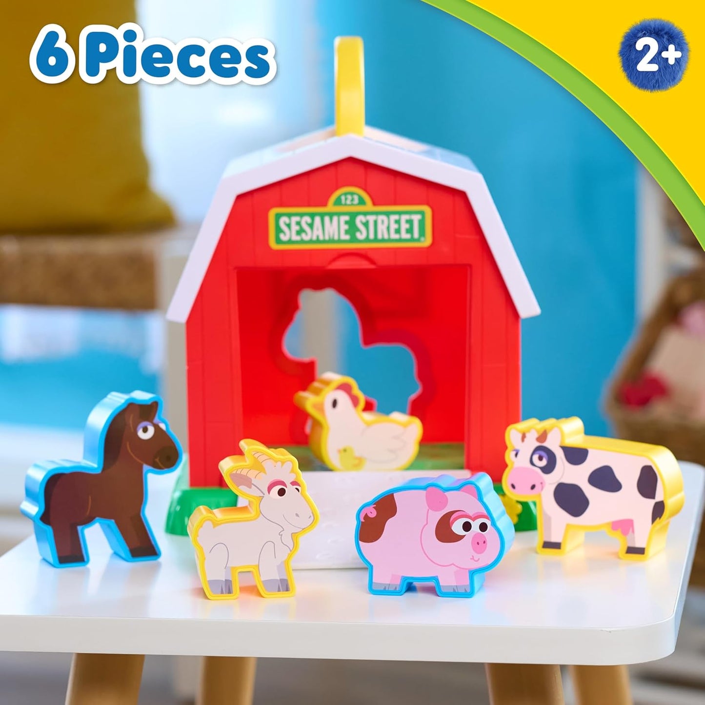Sesame Street Elmo's Learn & Sort Barn with Music and Sounds, 6-Pieces, Teaches Toddlers Shapes, Sounds, and Problem-Solving Skills, Toy for Girls, Boys, Kids, Ages 2 and Up by Just Play