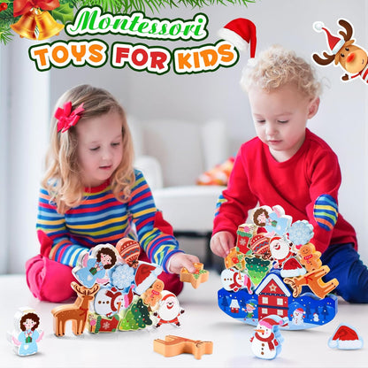 IPOURUP Dinosaur Toys for Kids 3-8 Kid Wooden Stacking Blocks Montessori Toy for 3 4 5 6 7 8 Year Old Boys Girls Christmas Birthday Gifts Toddler Balance Game Ages 3-5 Toys for Boy Girl Age 5-7