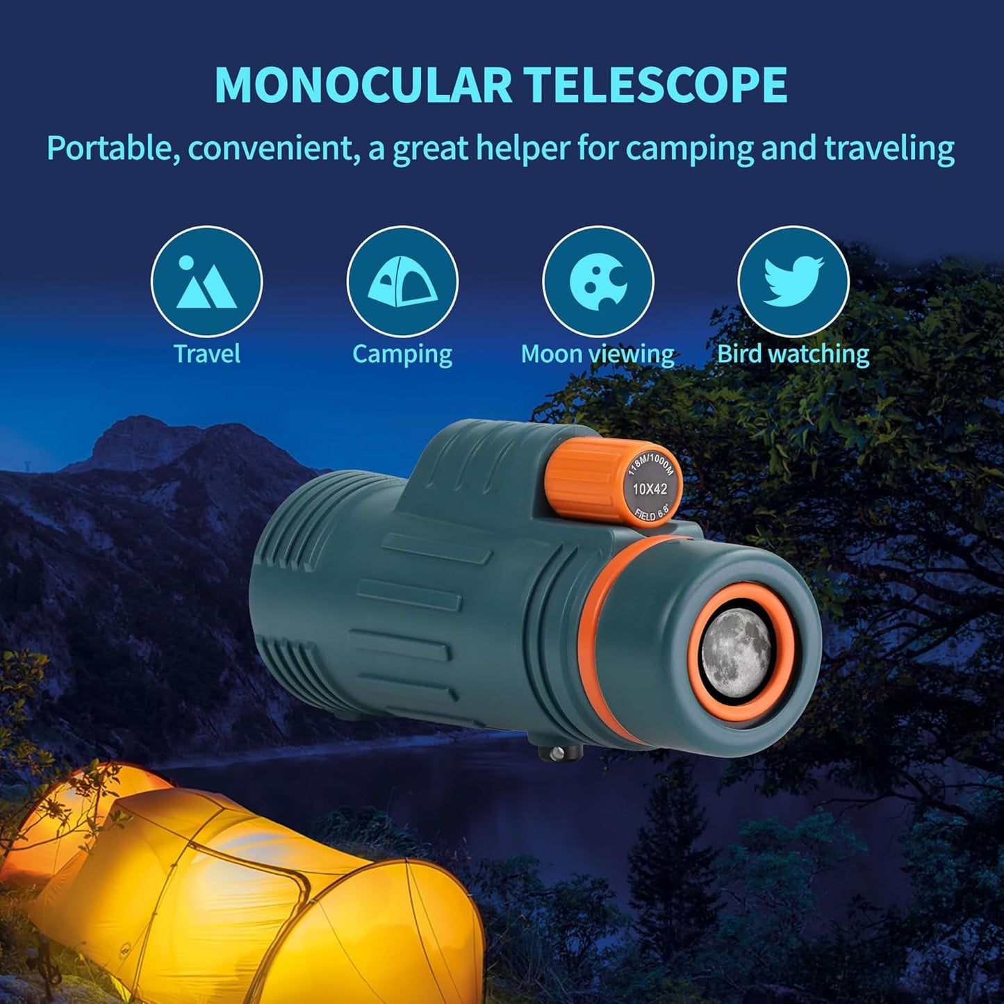 2026 New ED+LAK 12X33 Handheld Monocular Telescope Waterproof with Phone Adapter,PXA&FMC&BAK4 Lens,Ultra Clear High Power Pocket Small Compact Monocular for Kids&Adults Travel Birdwatching Hiking